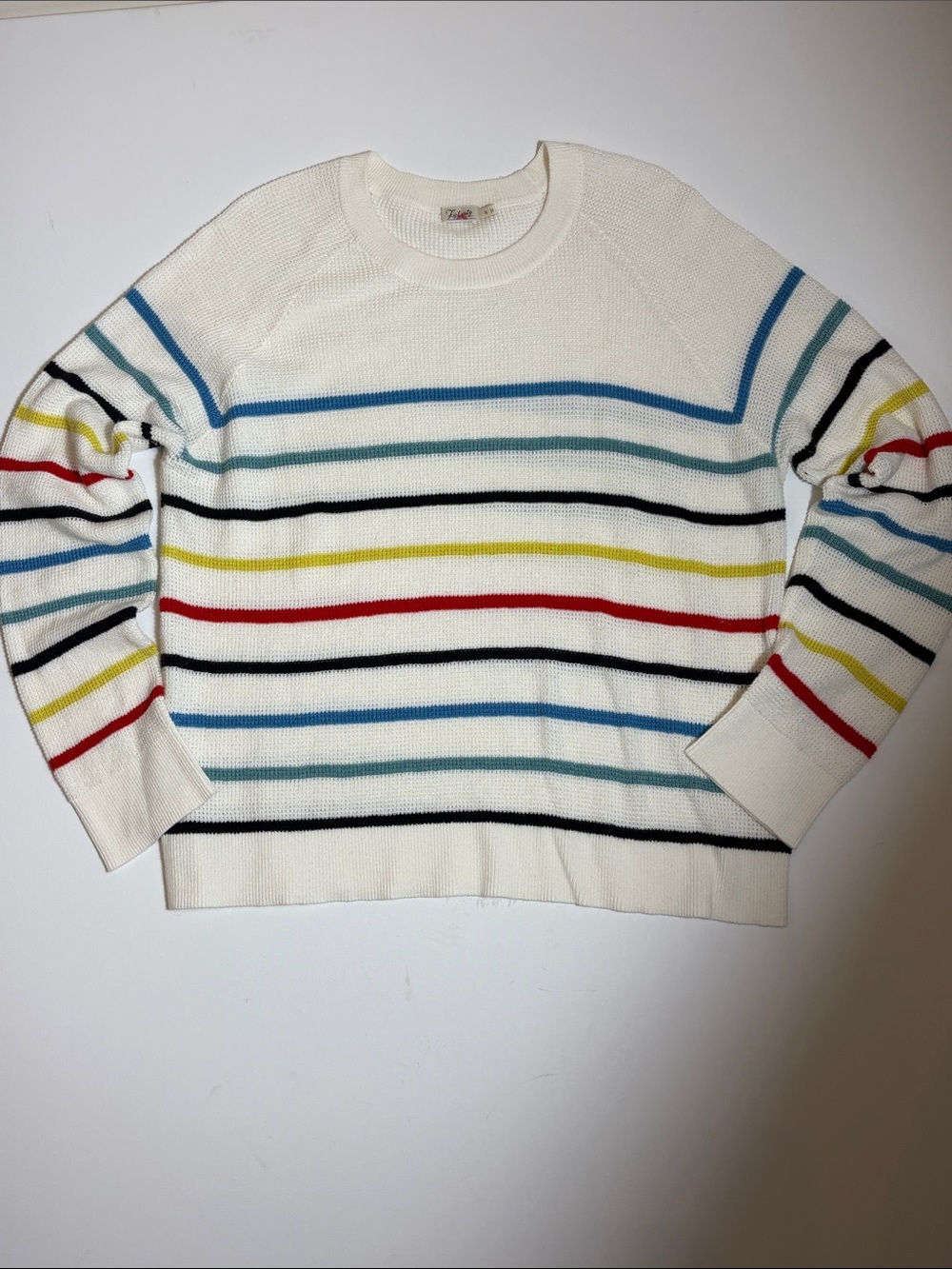 Faherty Organic Cotton Cashmere Striped Crewneck Sweater XL